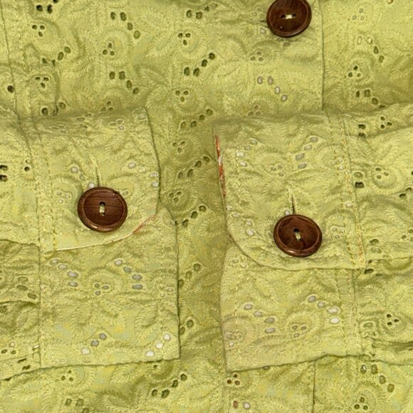 COLDWATER CREEK Shirt Womens M Green Cotton Eyelet Button Front Long Sleeve - Picture 4 of 8